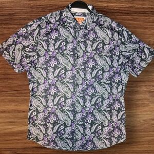 Men's Paisley Print Shirt - Purple and Black